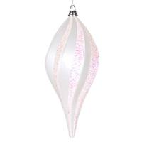 Vickerman 8'' White Candy Glitter Swirl Drop Ornament
