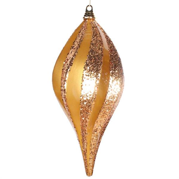 8'' Antique Gold Candy Glitter Swirl Drop Ornament