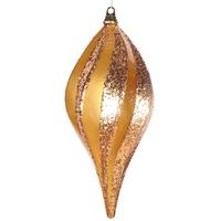 Vickerman 8'' Antique Gold Candy Glitter Swirl Drop Ornament