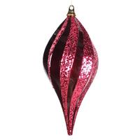 View 8'' Burgundy Candy Glitter Swirl Drop Ornament