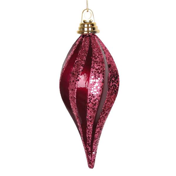 8'' Fuchsia Candy Glitter Swirl Drop Ornament