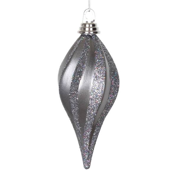 8'' Pewter Candy Glitter Swirl Drop Ornament