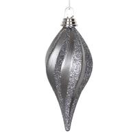 Vickerman 8'' Pewter Candy Glitter Swirl Drop Ornament