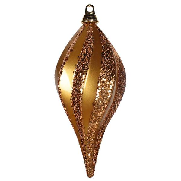 12'' Antique Gold Candy Glitter Swirl Drop Ornament