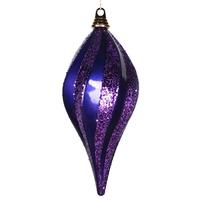 View 12'' Purple Candy Glitter Swirl Drop Ornament