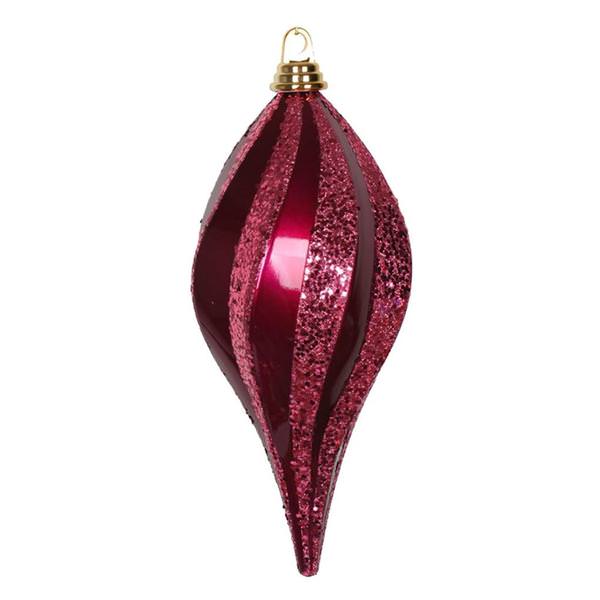 12'' Fuchsia Candy Glitter Swirl Drop Ornament