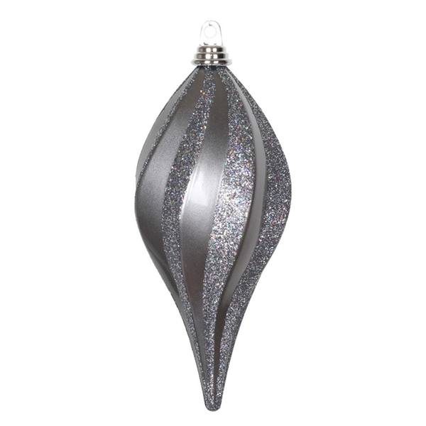 12'' Pewter Candy Glitter Swirl Drop Ornament
