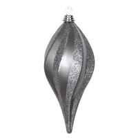 Vickerman 12'' Pewter Candy Glitter Swirl Drop Ornament