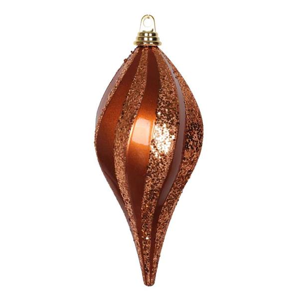12'' Copper Candy Glitter Swirl Drop Ornament