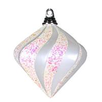 View 6" White Candy Glitter Swirl Diamond Ornament