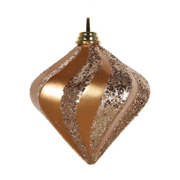 6" Rose Gold Candy Glitter Swirl Diamond Ornament