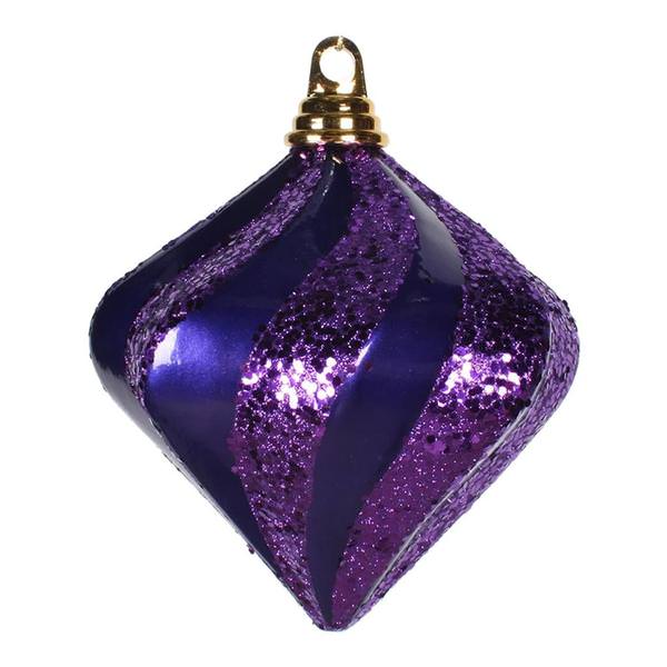 6" Purple Candy Glitter Swirl Diamond Ornament