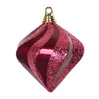 Vickerman 6" Fuchsia Candy Glitter Swirl Diamond Ornament