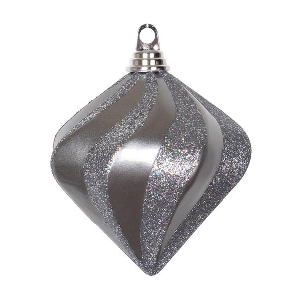 6" Pewter Candy Glitter Swirl Diamond Ornament