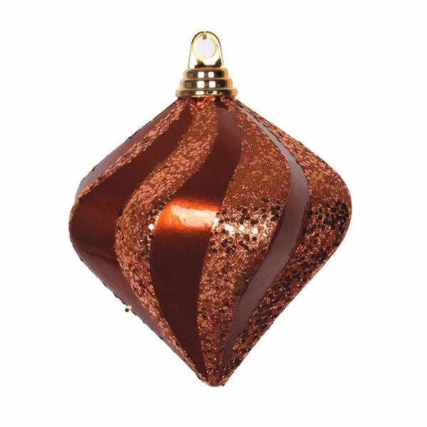 6" Copper Candy Glitter Swirl Diamond Ornament