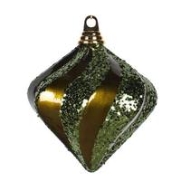 View 6" Olive Candy Glitter Swirl Diamond Ornament