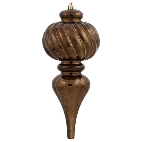 10" Chocolate Shiny Mercury Finish Finial Ornament (3 pack)