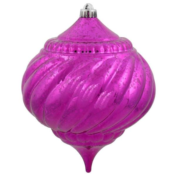 8" Fuchsia Shiny Mercury Onion Ornament