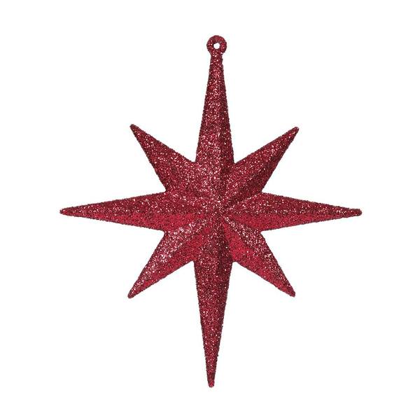 8" Burgundy Glitter Bethlehem Star Ornament (4 pack)