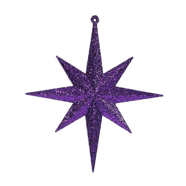 8" Purple Glitter Bethlehem Star Ornament (4 pack)