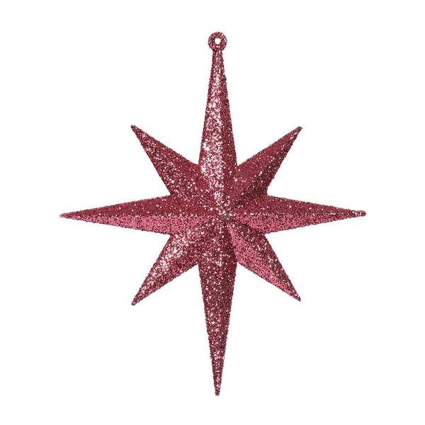 8" Fuchsia Glitter Bethlehem Star Christmas Ornament (4 Pack)