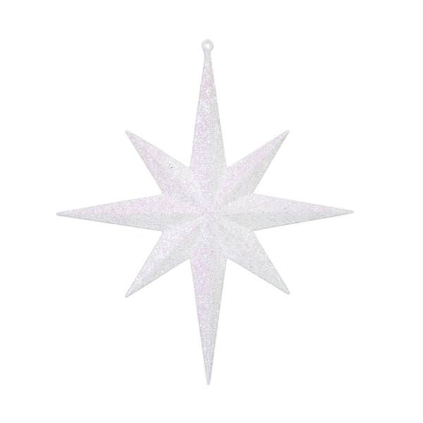 12" White Glitter Bethlehem Star Ornament (2 pack)