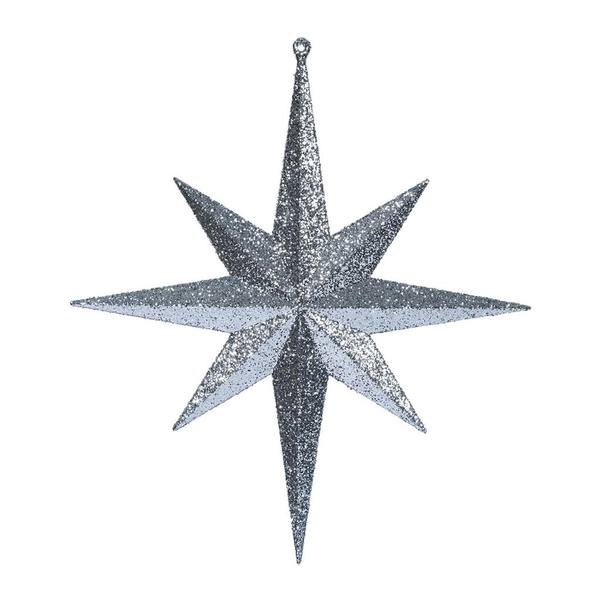 12" Pewter Glitter Bethlehem Star Ornament (2 pack)