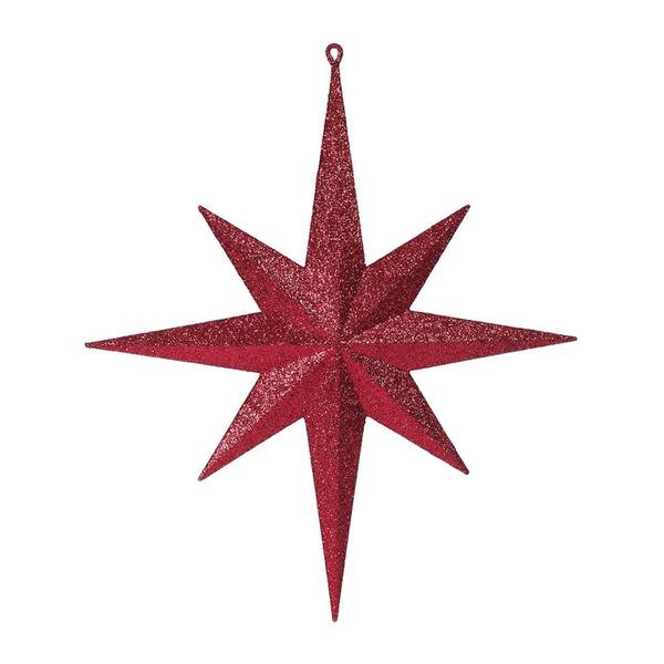 15.75" Burgundy Glitter Bethlehem Star Ornament