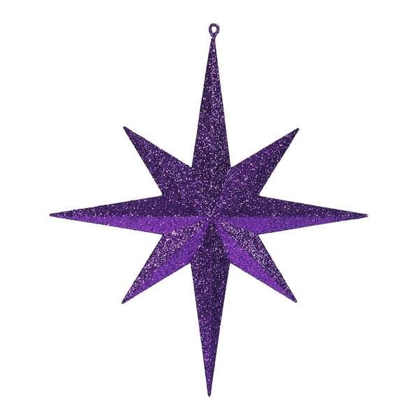15.75" Purple Glitter Bethlehem Star Ornament
