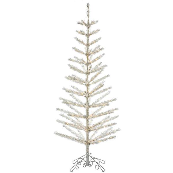 9' x 34" Champagne Feather Tree 488 Warm White Micro LED Lights