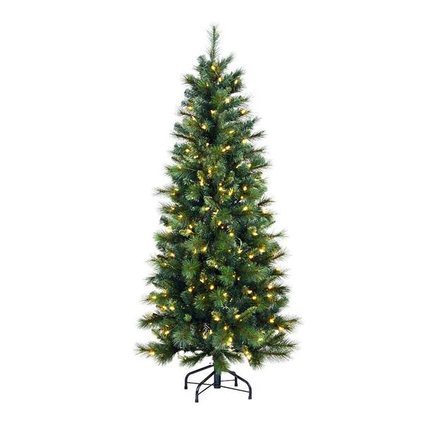 5.5' x 25" Artificial Mixed Brussels Pencil Pine 250 Clear Miniature Lights