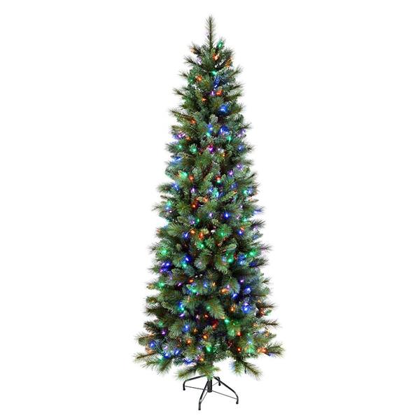 9' x 40" Artificial Mixed Brussels Pencil Pine 600 Multi-Color LED Lights