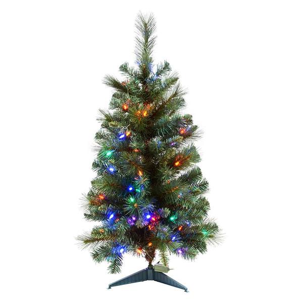 3' x 26" Artificial Mixed Brussels Pine 100 Multi-Color LED Lights