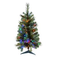 Vickerman 3' x 26" Artificial Mixed Brussels Pine 100 Multi-Color LED Lights