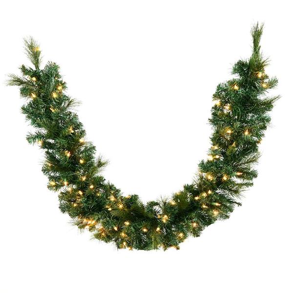 6' x 14" Artificial Mixed Brussels Pine Swag Garland 100 Clear Mini Lights