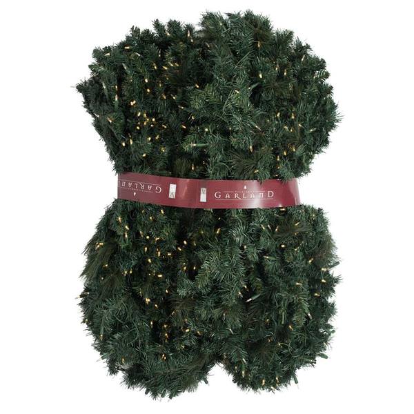 50' x 14" Artificial Mixed Brussels Pine Garland 550 Clear Miniature Lights