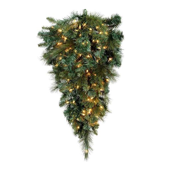 36" Artificial Mixed Brussels Pine Teardrop 70 Clear Mini Lights