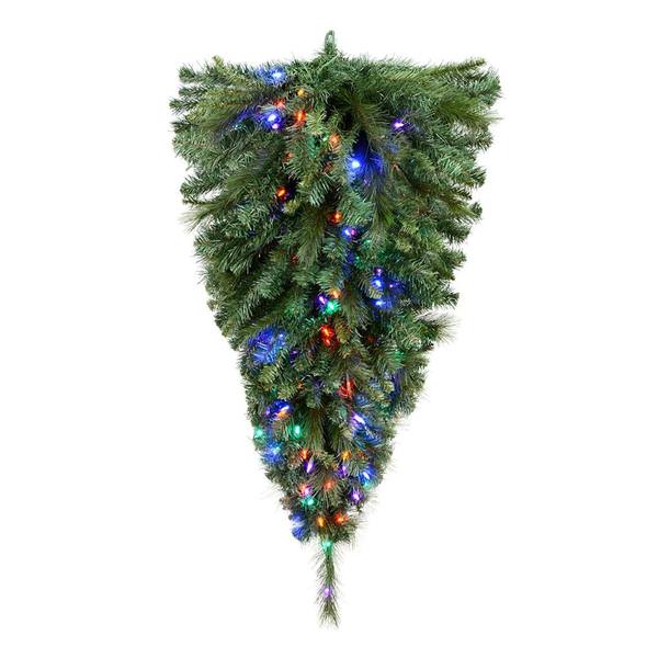 48" x 27" Artificial Mixed Brussels Pine Teardrop 100 Multi-Color LED Lights
