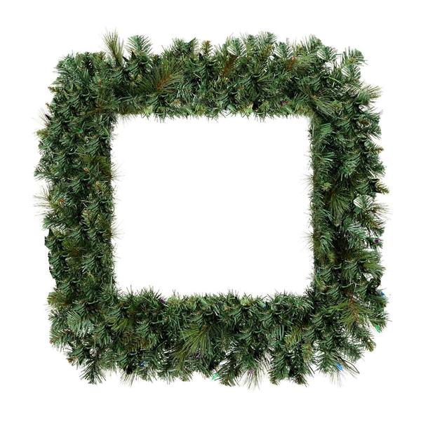 30" Artificial Square Mixed Brussels Pine Wreath