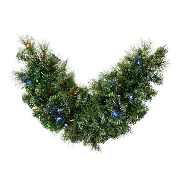 36" x 16" Artificial Mixed Brussels Mailbox Pine Swag 50 Multi Color LED Lights