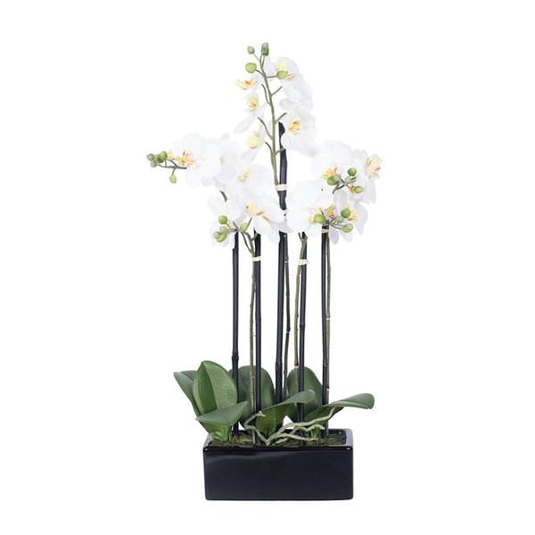 21" Artificial White Orchid With Ceramic Container