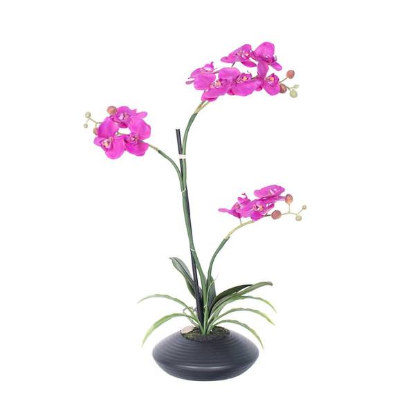 25" Artificial Purple Orchid With Ceramic Container