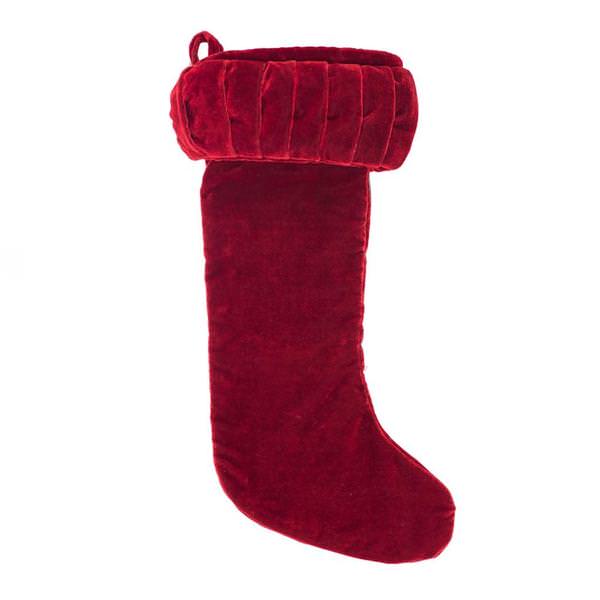 8" x 19" Plush Red Velvet Christmas Stocking