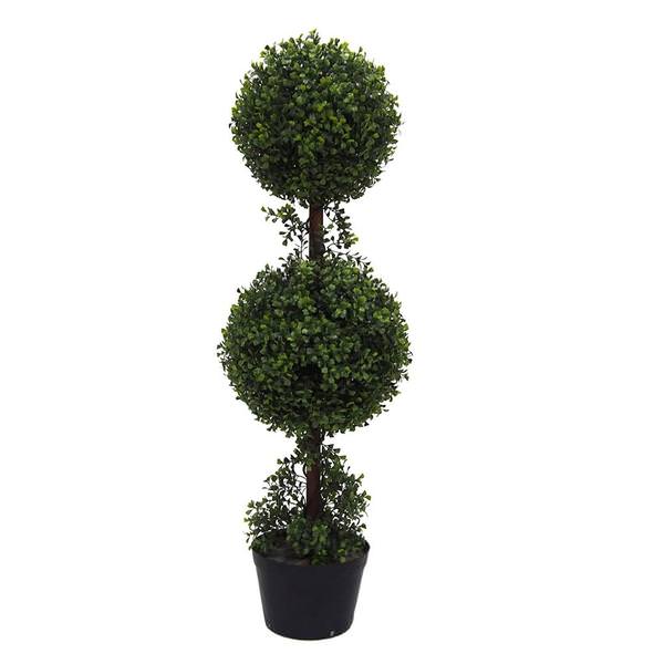 36" Artificial Boxwood Double Ball Topiary in Container