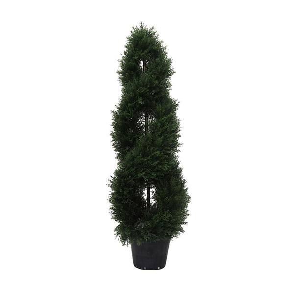 48" Artificial Cedar Double Spiral Topiary in Container