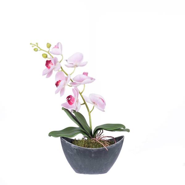 20.5" Artificial Pink Orchid Arrangement With Oval Container