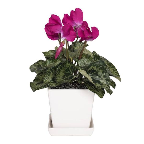 13" Artificial Hot Pink Cyclamen in Planter