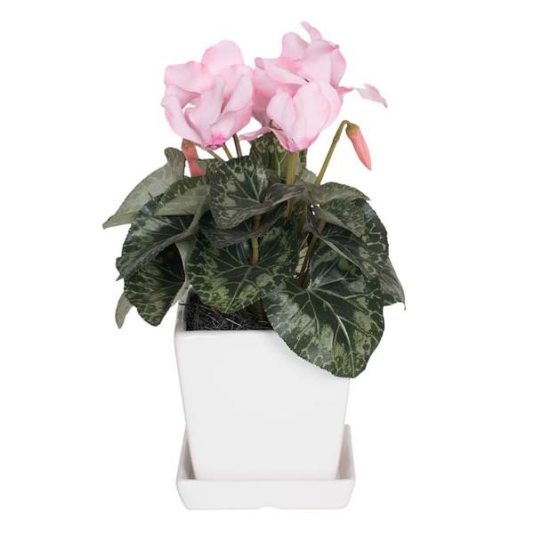 13" Artificial Light Pink Cyclamen in Planter