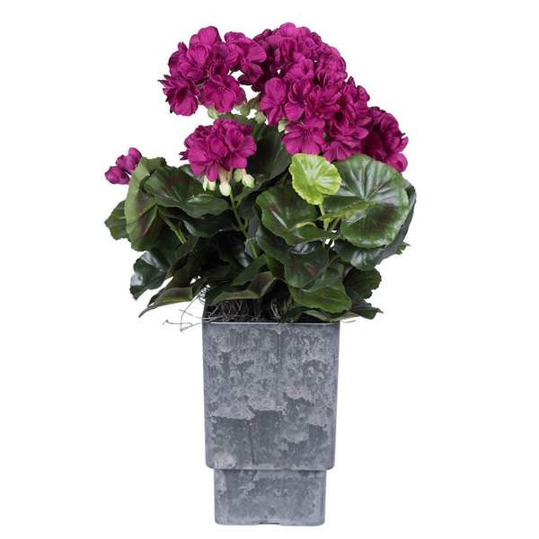 17" Artificial Purple Geranium With Square Container