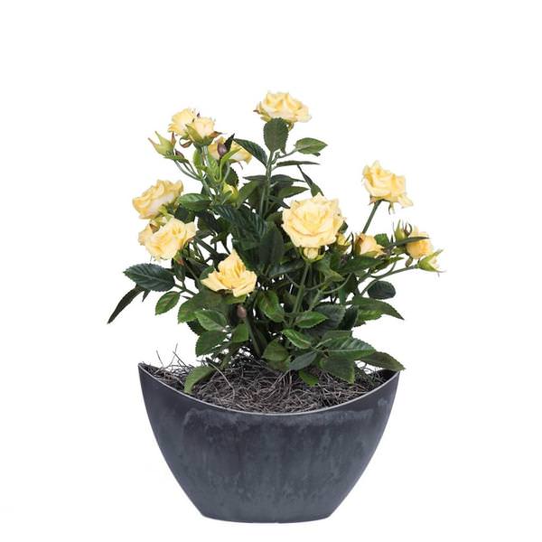 13.5" Artificial Mini Diamond Rose Bush With Oval Container